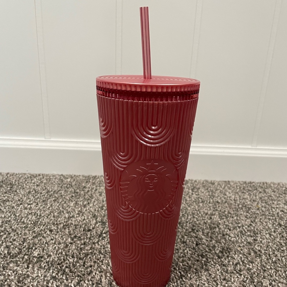 Starbucks Fall 2023 coral pink pearlescent siren scales cold cup, nwt